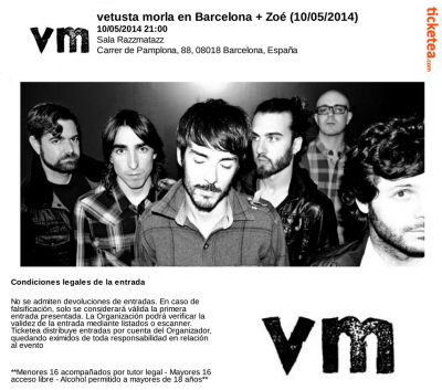 Vendo boli bic y regalo 1 entrada de Vetusta Morla en Barcelona + Zoé en sala razzmatazz