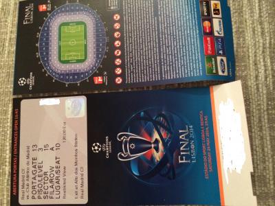 1 ENTRADA EN CATEGORIA 2 PARA LA FINAL DEL 24 DE MAYO EN ZONA REAL MADRID,ESTA ENLA PRIMER