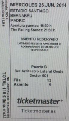 Vendo boli bic y regalo entrada Rolling para Madrid. Asiento reservado.