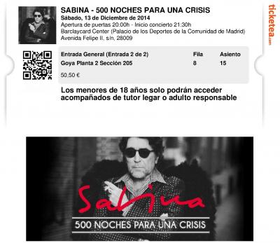 Cambio entradas Sabina