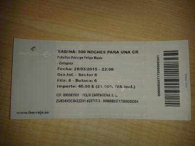 Joaquin Sabina 28 de Marzo en Zaragoza