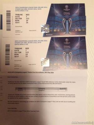 2 entradas Cat.1 para UEFA Champions League Final 2016