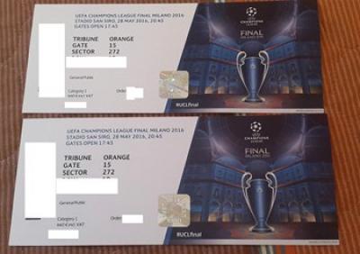 2 Entradas categoría 1 CHAMPIONS LEAGUE FINALE 2016 Milán