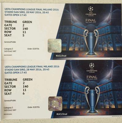 Vendo Rapido 2 Entradas para Final Real Madrid vs Atletico Madrid CAT.3 (ver foto)