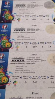 Vendo 4x 2x Entradas Cat1 Final  EUROCOPA (Francia) Stade de France- 10 de julio - 21:00H