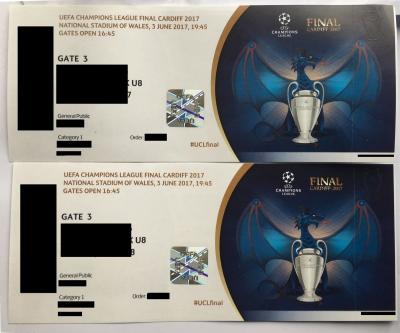 2 Entradas 2017 Liga de Campeones Final Cardiff Categoría 1