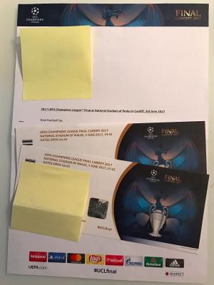 Vendo 2 Entradas Final Champions League Cardiff 2017 (400€)