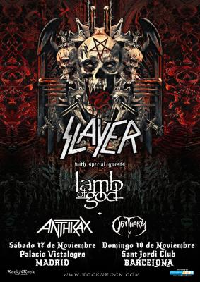 Slayer LAMB OF GOD ANTHRAX y OBITUARY